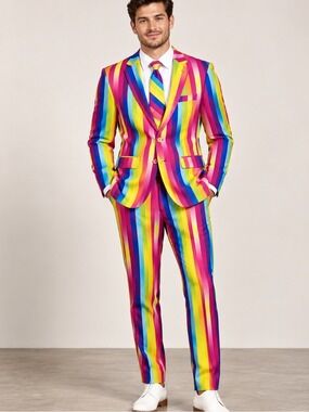 OppoSuits Rainbow Glaze Mens 3pc Suit Set - Celebrations